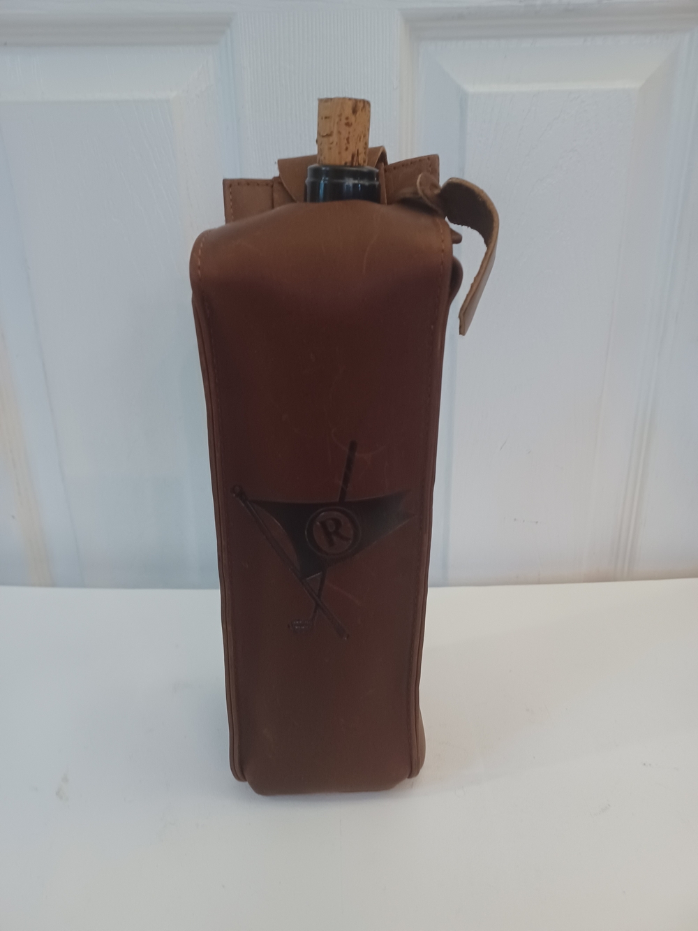 Winston Collection Columbian Leather Wine Carrier Single Bottle Golf Logo